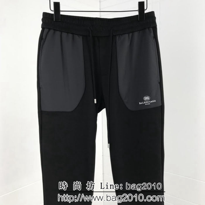 BALENCIAGA巴黎世家 18ss秋冬新款 字母小logo 尼龍拼接休閒褲 ydi1202